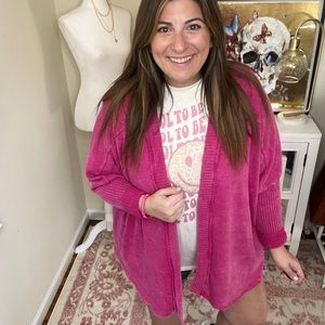 Fuchsia Oversized Cardigan